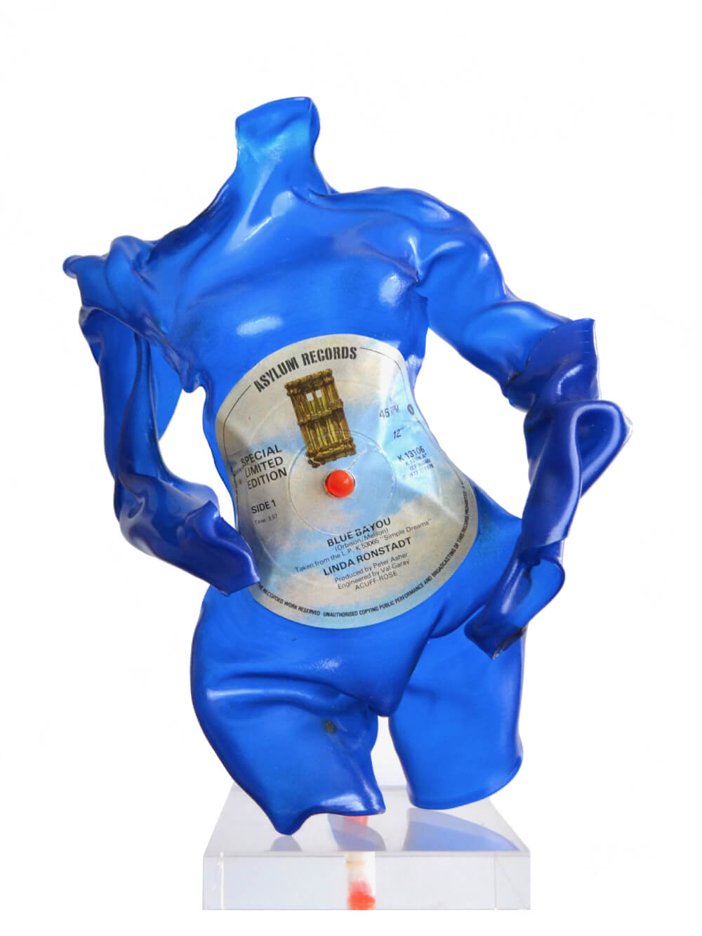 blue vinyl record sculpture