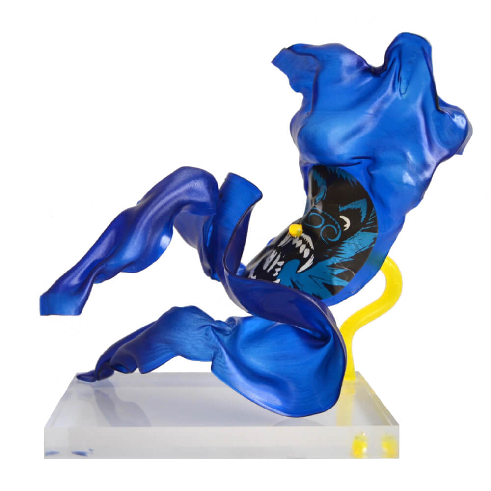 blue vinyl music sculpture